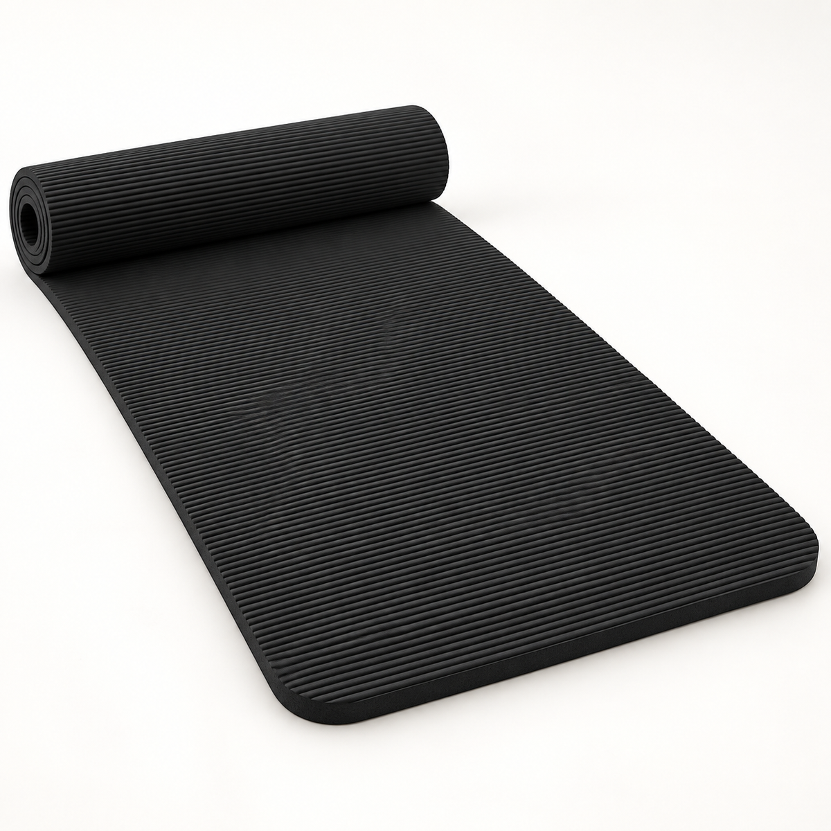 Ribbed Yoga Mat, 185–200 cm — 185X60X1.5cm BLACK
