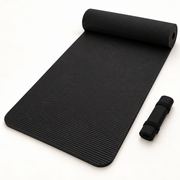 Ribbed Yoga Mat, 185–200 cm — 200X60X1cm BLACK