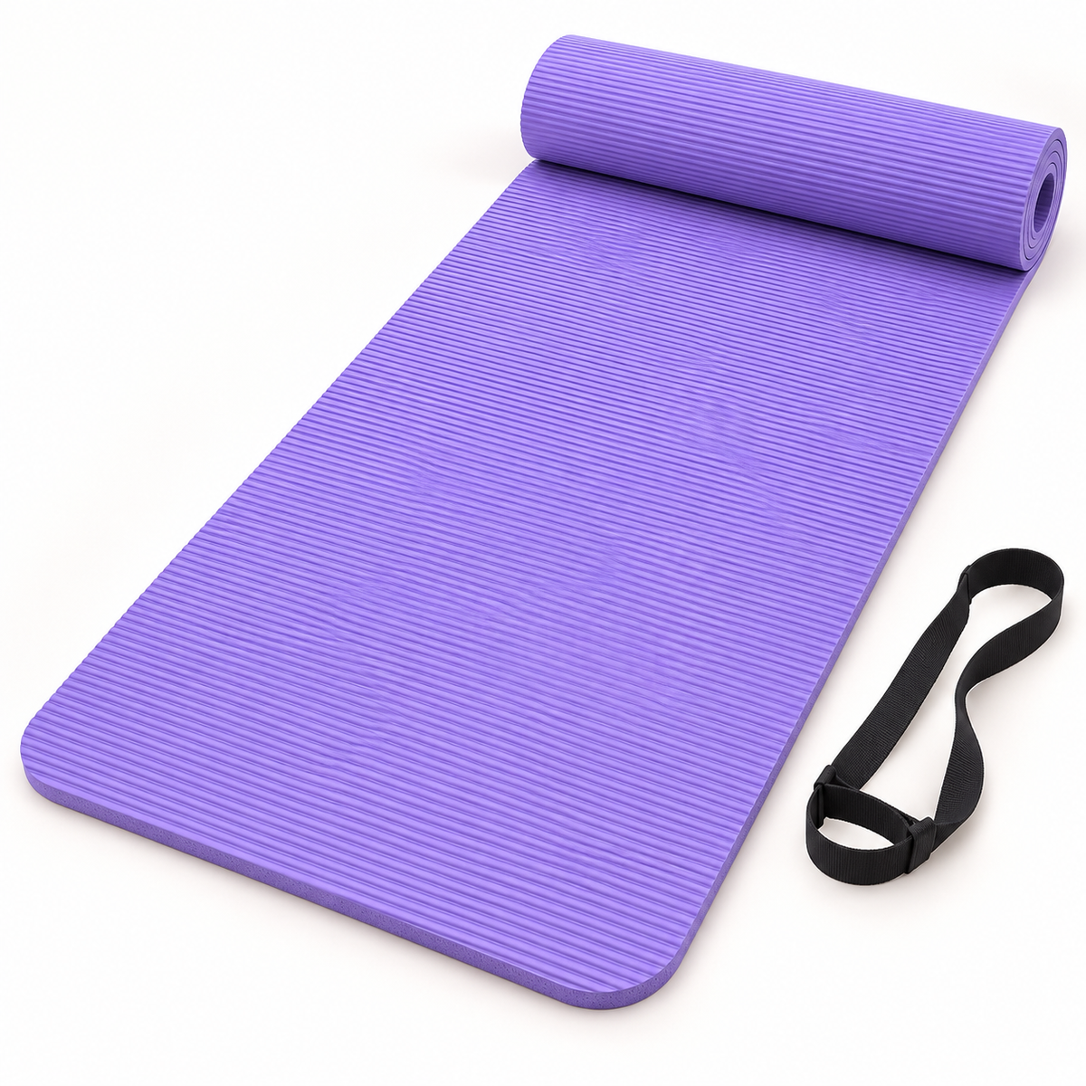 Ribbed Yoga Mat, 185–200 cm — 185X60X1cm PURPLE