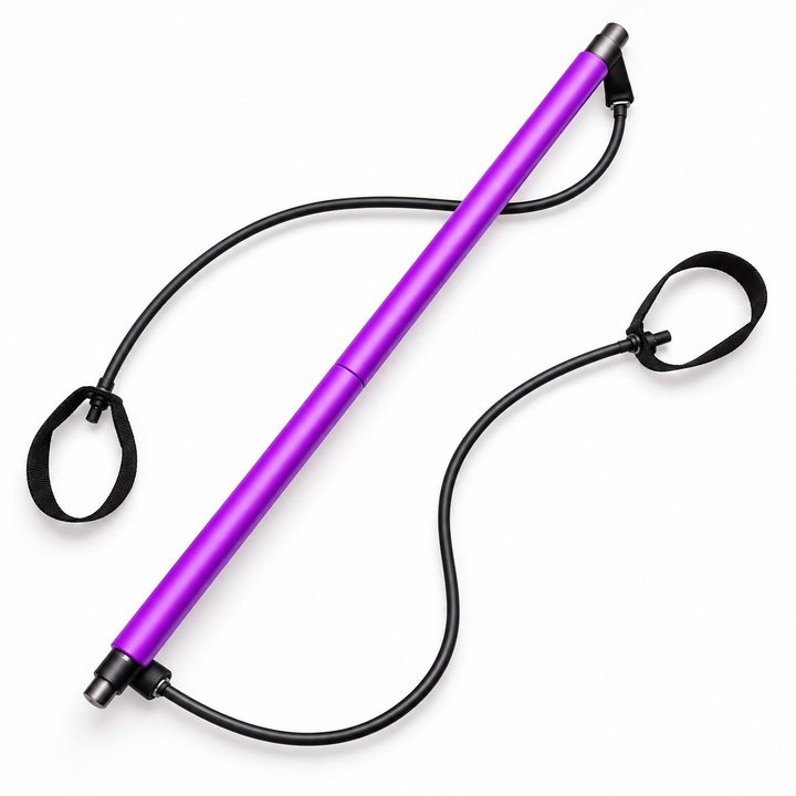 Pilates Bar with Resistance Tubes and Foot Loops — purple