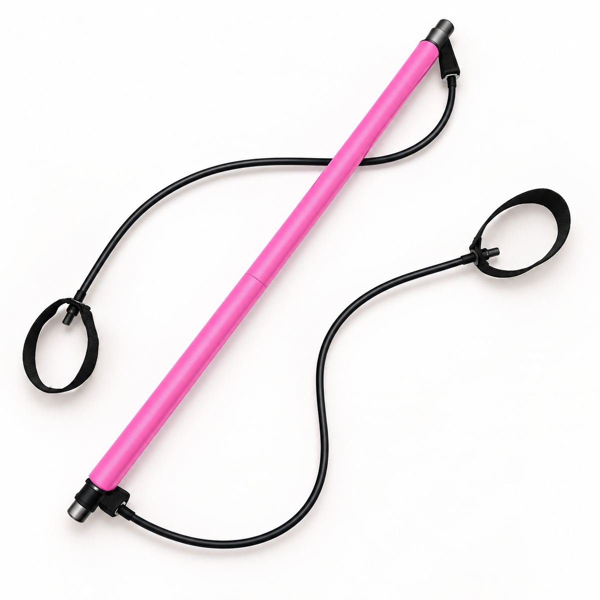 Pilates Bar with Resistance Tubes and Foot Loops — pink