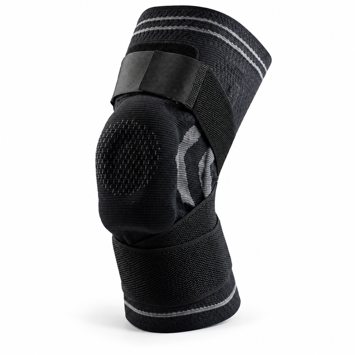Knee Compression Sleeve with Adjustable Straps – Black grey