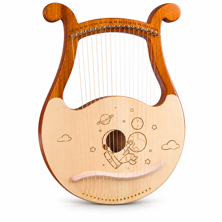 19-string lyre harp with outer-space design