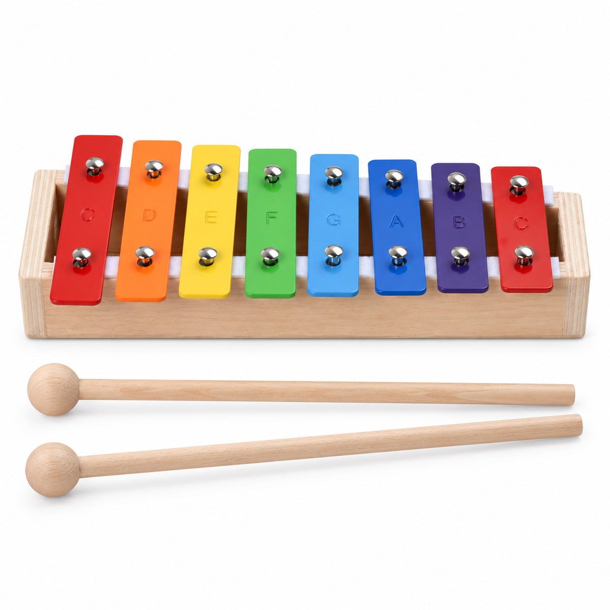Eight-note colorful glockenspiel with two mallets