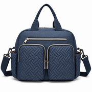 Deep blue quilted diaper shoulder bag