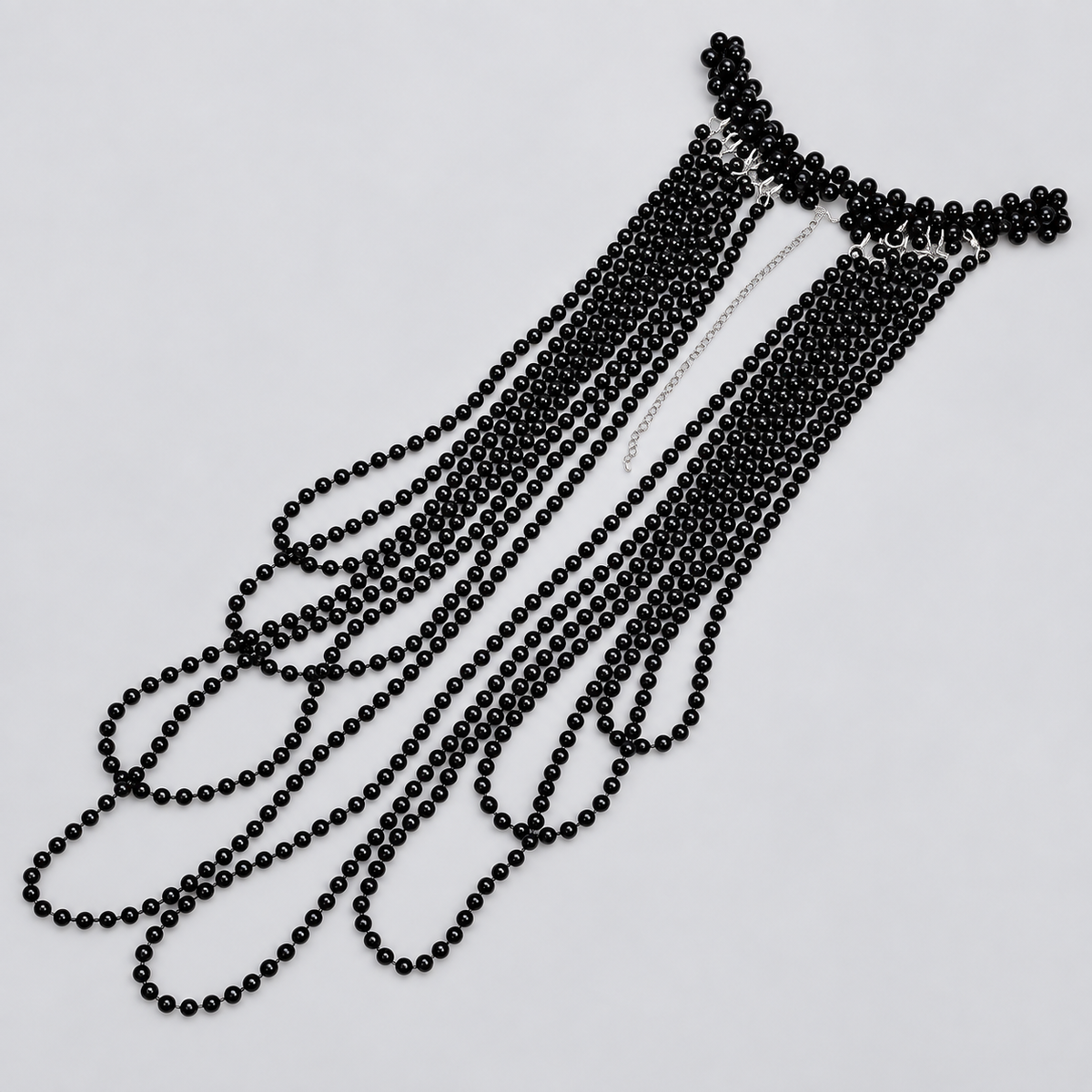 Faux Pearl Draped Shoulder Chain — black