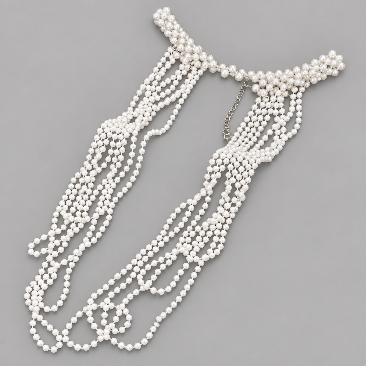 Faux Pearl Draped Shoulder Chain — white