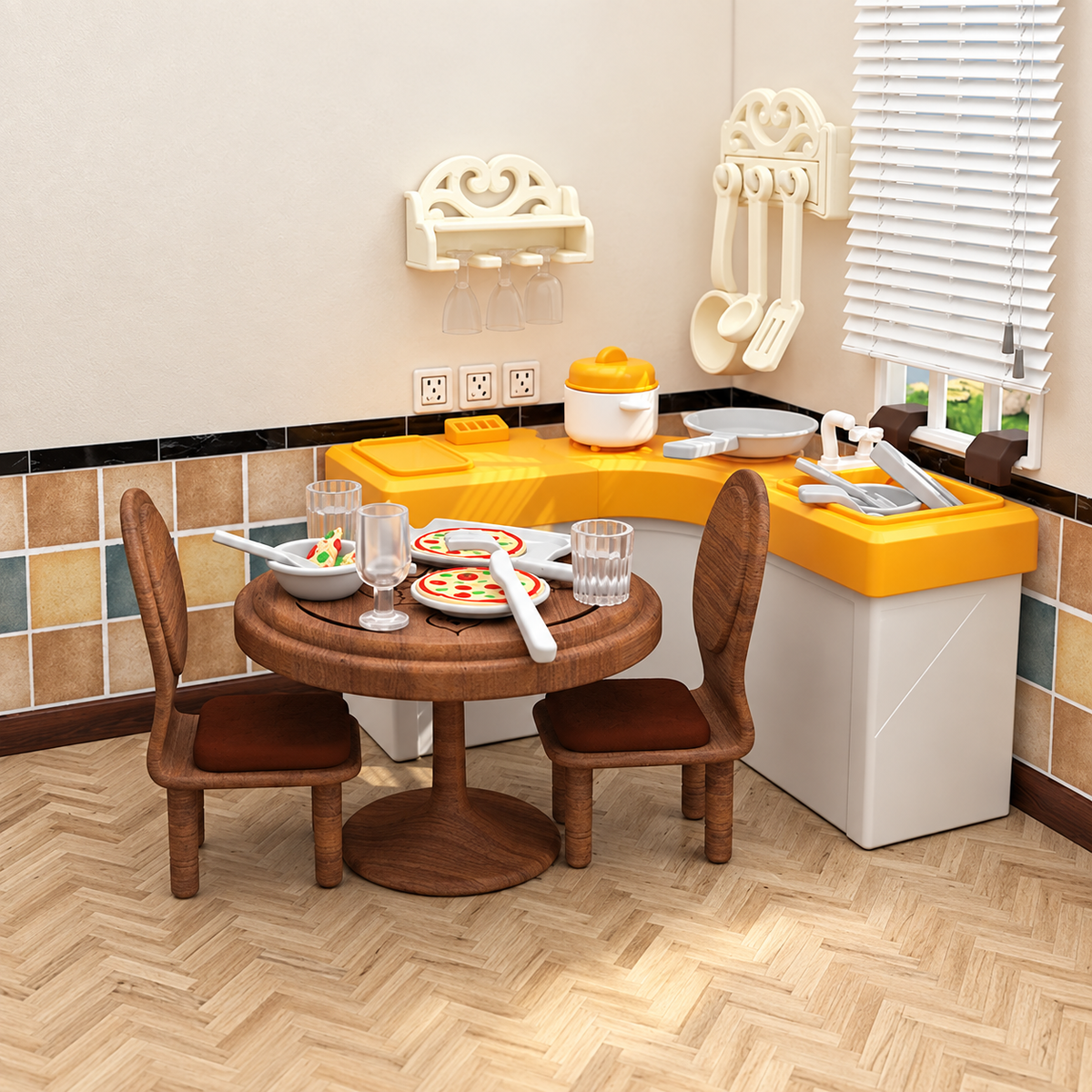 1:12 Dollhouse Furniture & Miniature Scene Set — kitchen