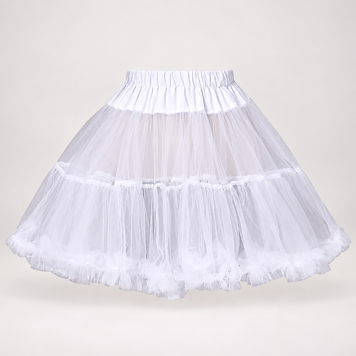 White Layered Tulle Petticoat Skirt — white