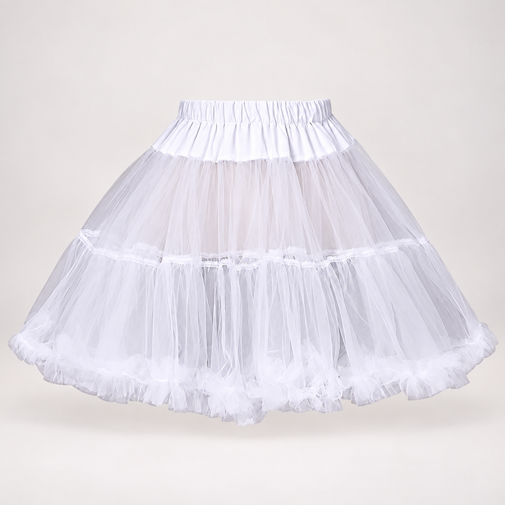 White Layered Tulle Petticoat Skirt — white