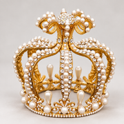 Baroque Faux Pearl Round Crown — gold