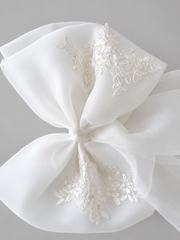 Embroidered Organza Bridal Dress Bow — detail