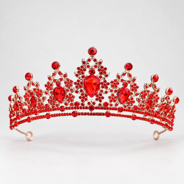 Decorative Crystal-Style Princess Tiara — red