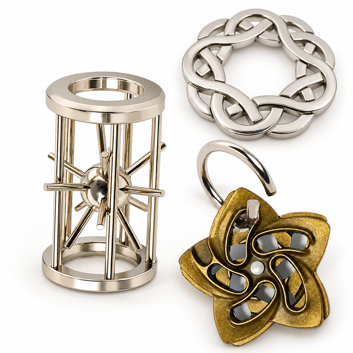 3-Pack Metal Brain Teasers, Selected Puzzle Sets — Hua LongCI ZGJie