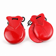 Wooden Castanets with Cords, Pair — Red