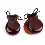 Wooden Castanets with Cords, Pair — Brown