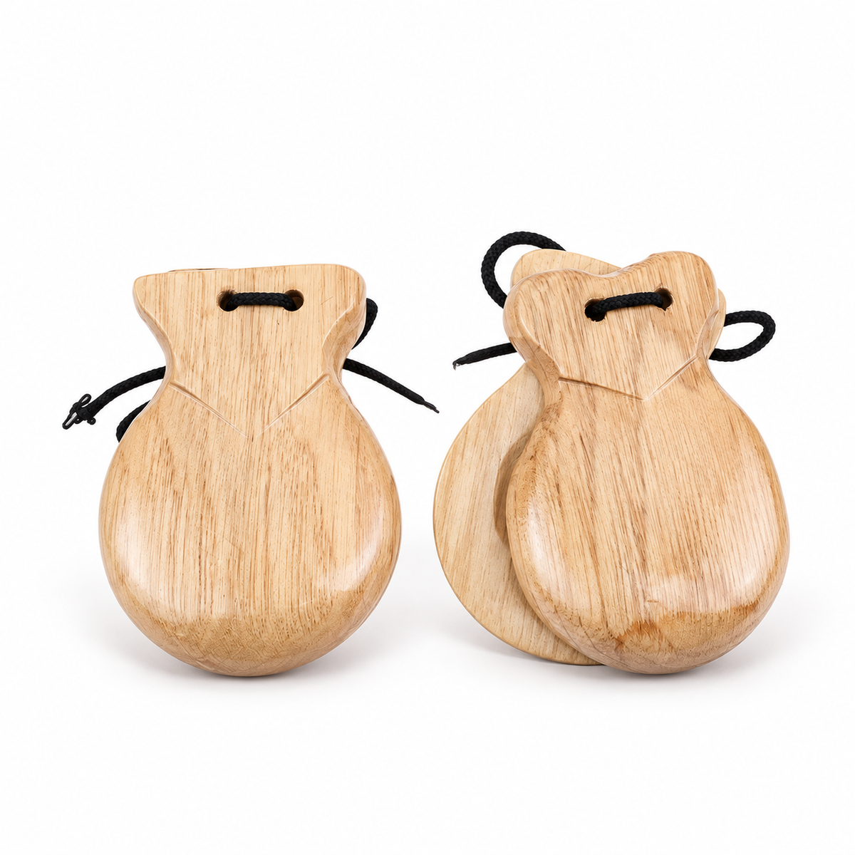 Wooden Castanets with Cords, Pair — Wood color