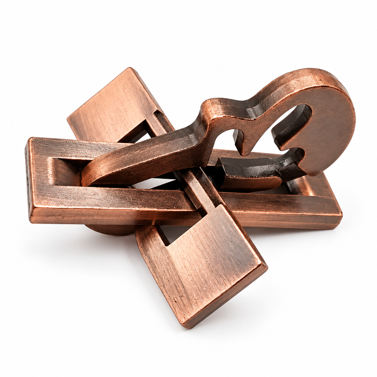 Yangqin Lock Bronze-Tone Metal Interlocking Puzzle
