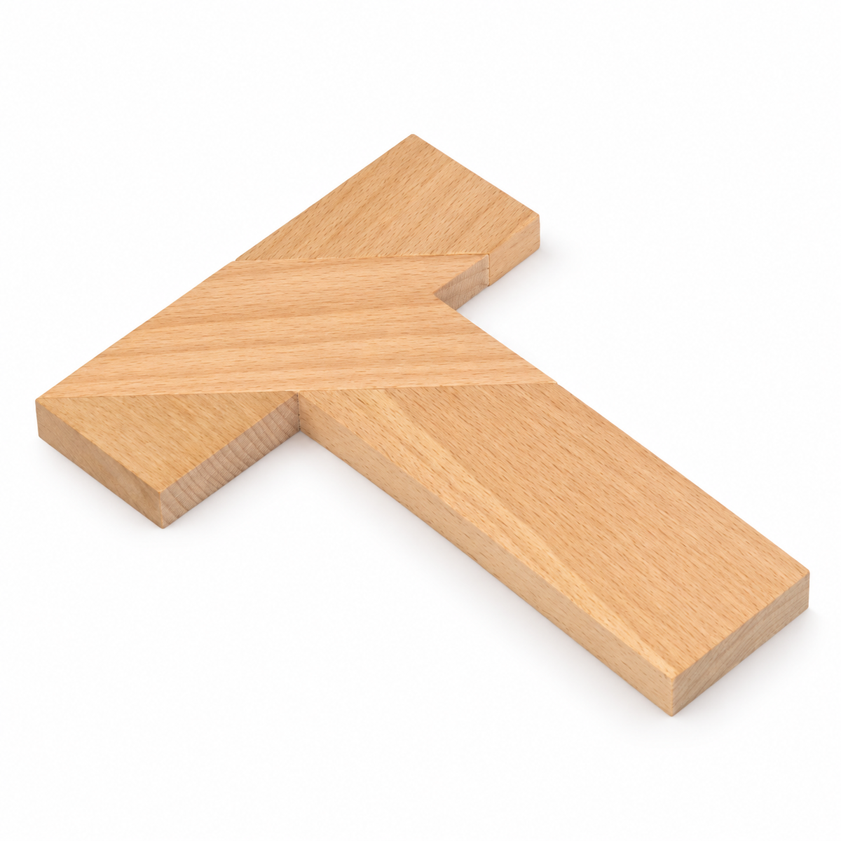 4-Piece Wooden T-Shape Tangram Brain Teaser Puzzle