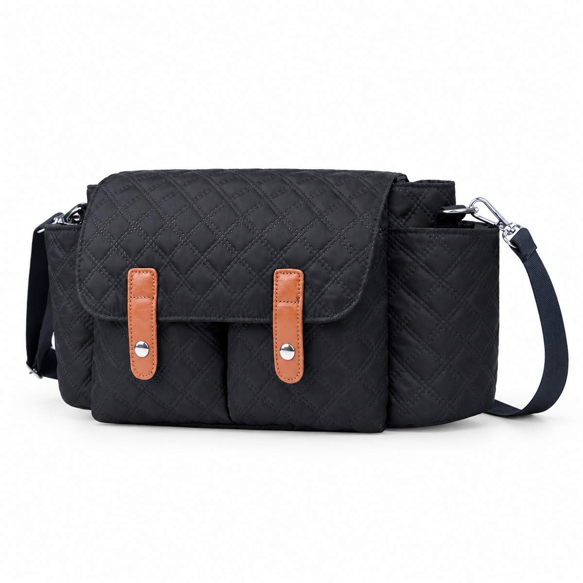 Quilted stroller organizer bag — Black