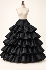 Black five-tier ruffled full-length petticoat