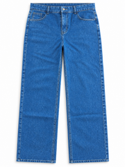 Blue straight-leg denim jeans — front