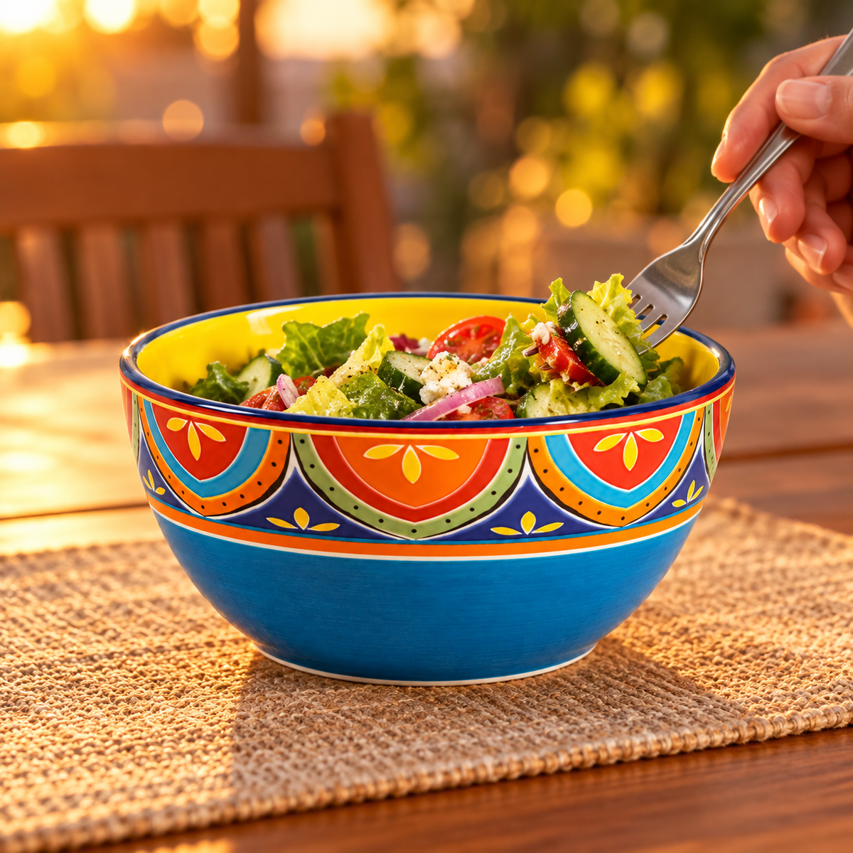 Bohemian Floral Ceramic Bowl — 4 or 6 Inches, 1 Piece