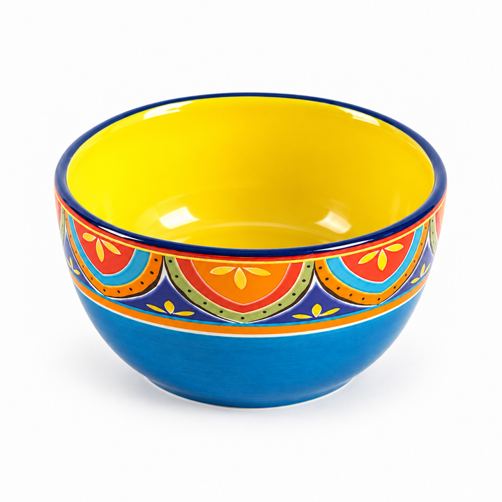 Bohemian Floral Ceramic Bowl — 4 or 6 Inches, 1 Piece