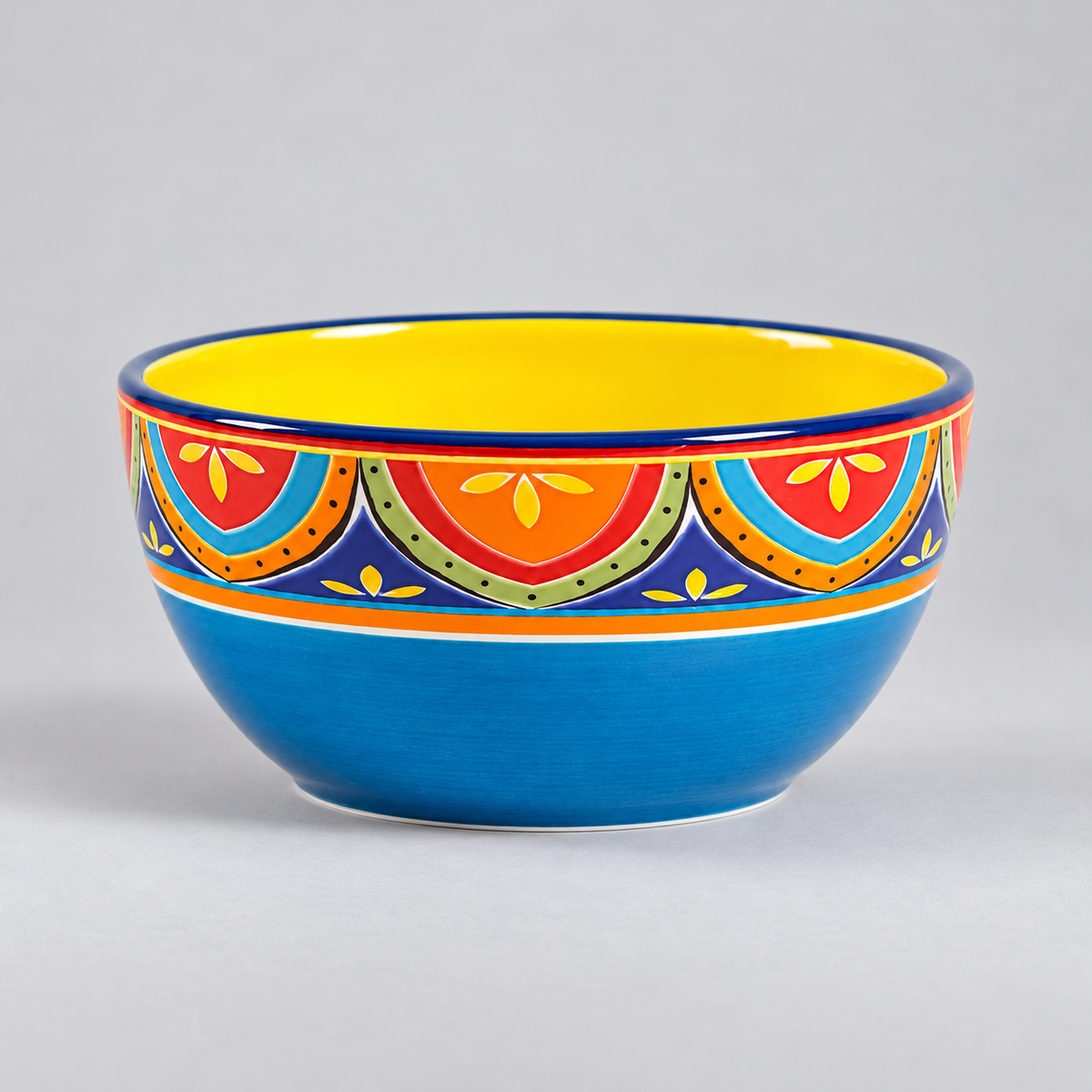 Bohemian Floral Ceramic Bowl — 4 or 6 Inches, 1 Piece