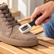 Dual-Sided Suede Care Brush with Rubber Head & Bristles
