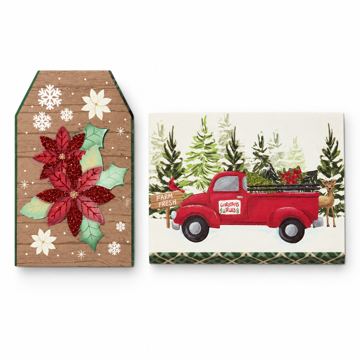 Poinsettia & Christmas Truck Gift Card Holders — Set of 2 — hero view