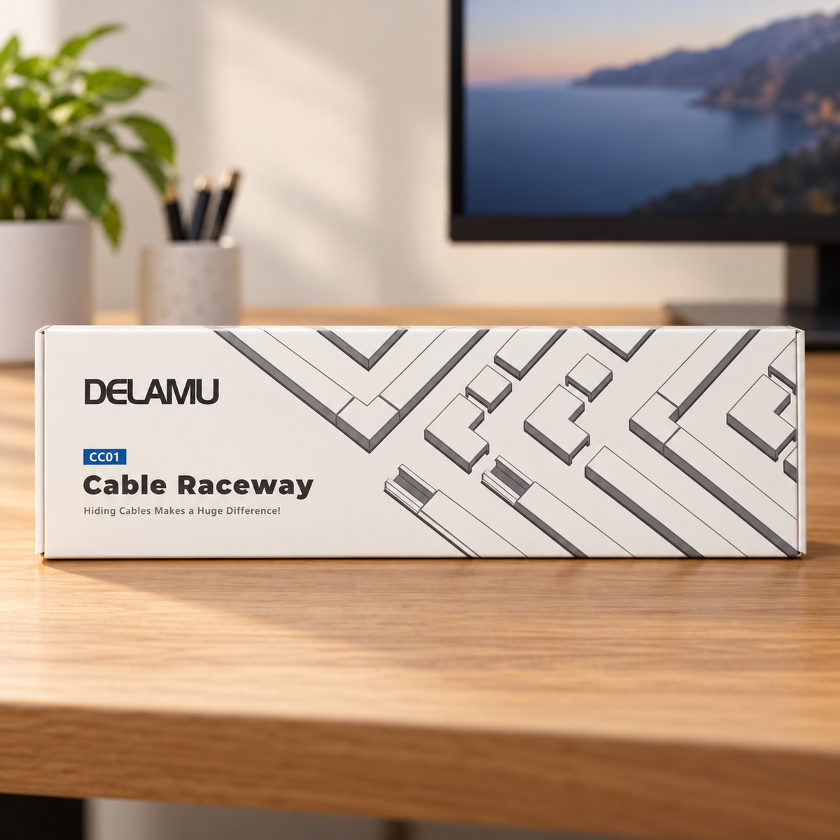 DELAMU CC01 Cable Raceway Kit — Gray — lifestyle view