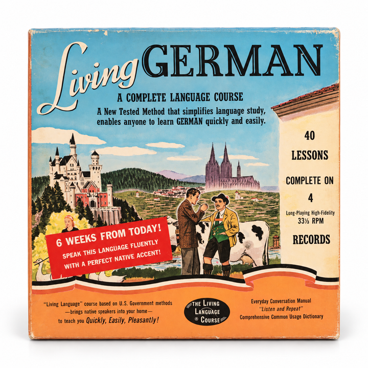 Living German Vintage Language Course — 4 Records, Manual & Dictionary — studio view