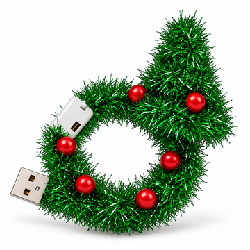 Christmas Tree USB Projector Light — Flexible Tinsel Design