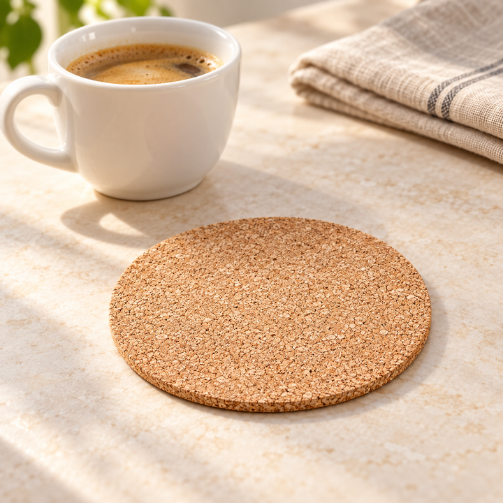 Free Gift — Round Cork Drink Coaster, 9 cm