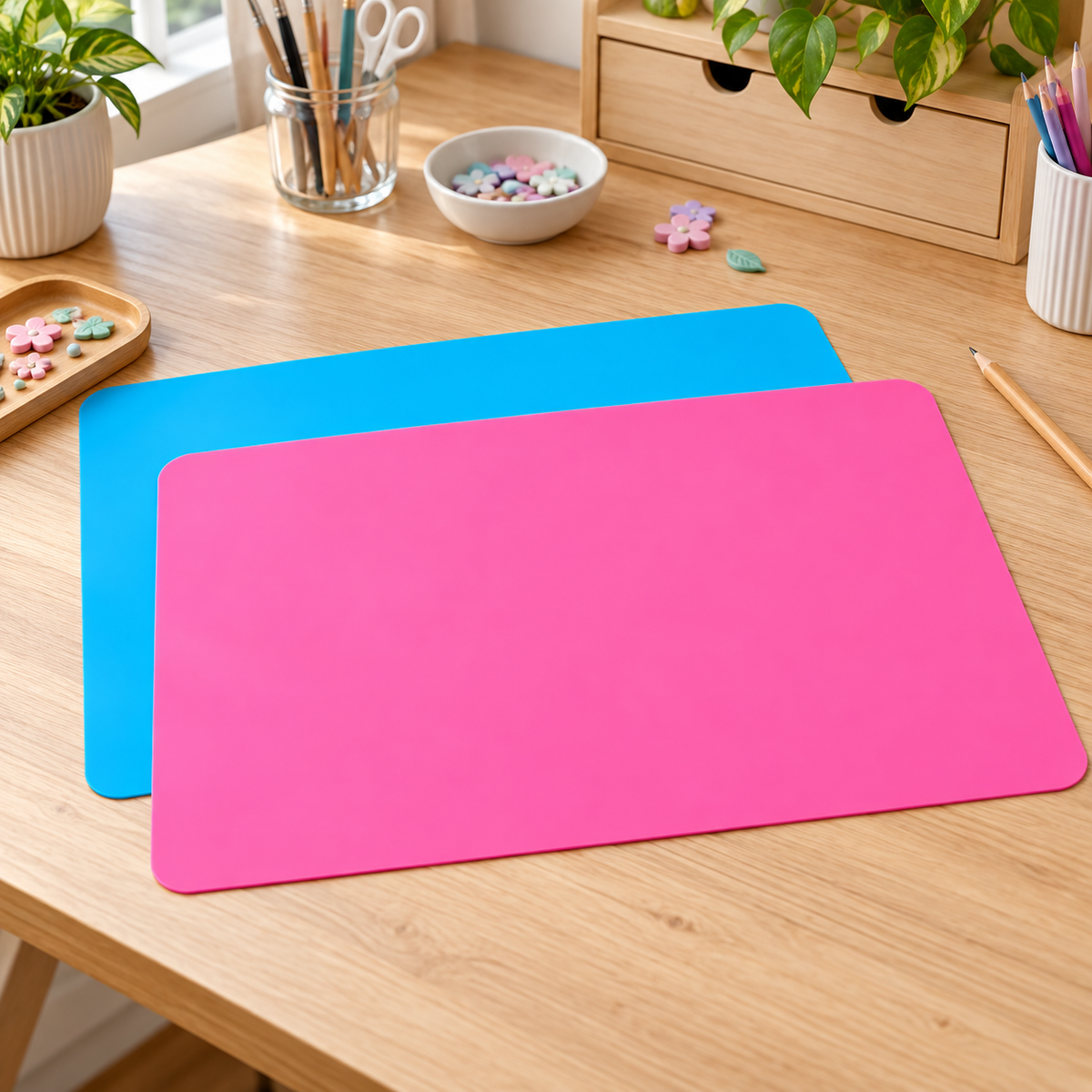Free Gift — Silicone Craft Mats, Blue & Pink, 2-Piece 40×30cm
