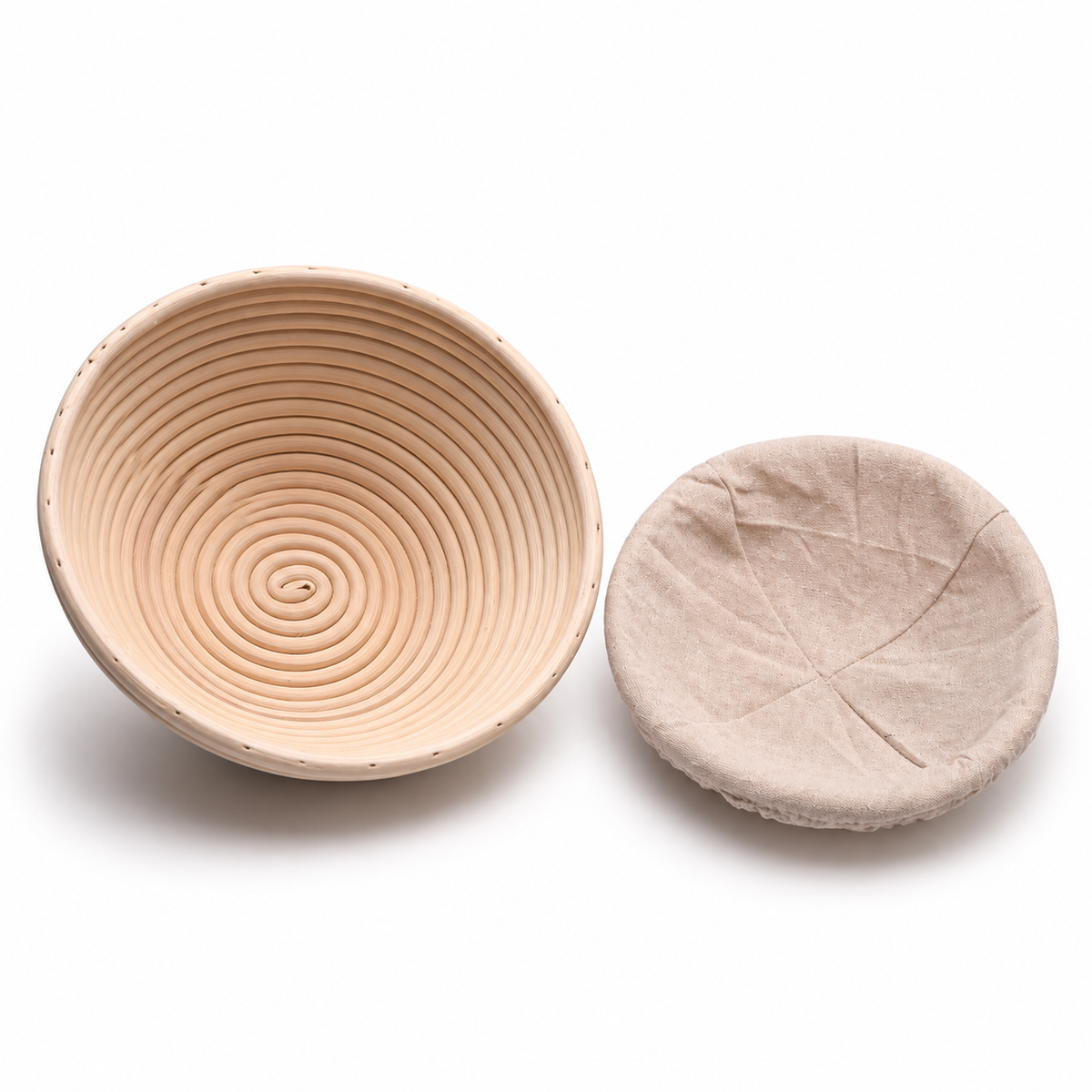 Rattan Bread Proofing Basket with Liner — Selected Round or Oval Size