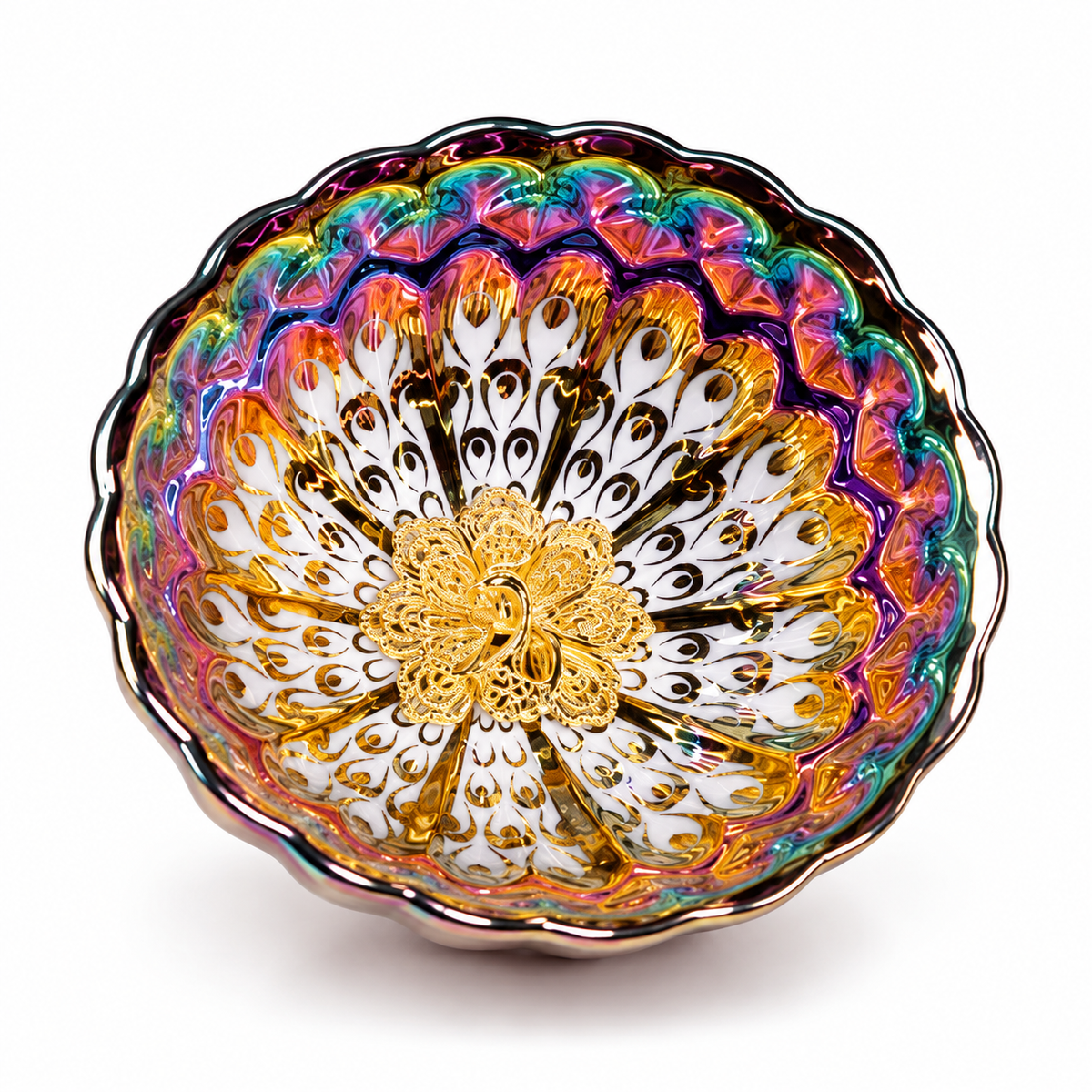 Peacock-Pattern Ceramic Teacup — Approximately 140 mL, 1 Piece