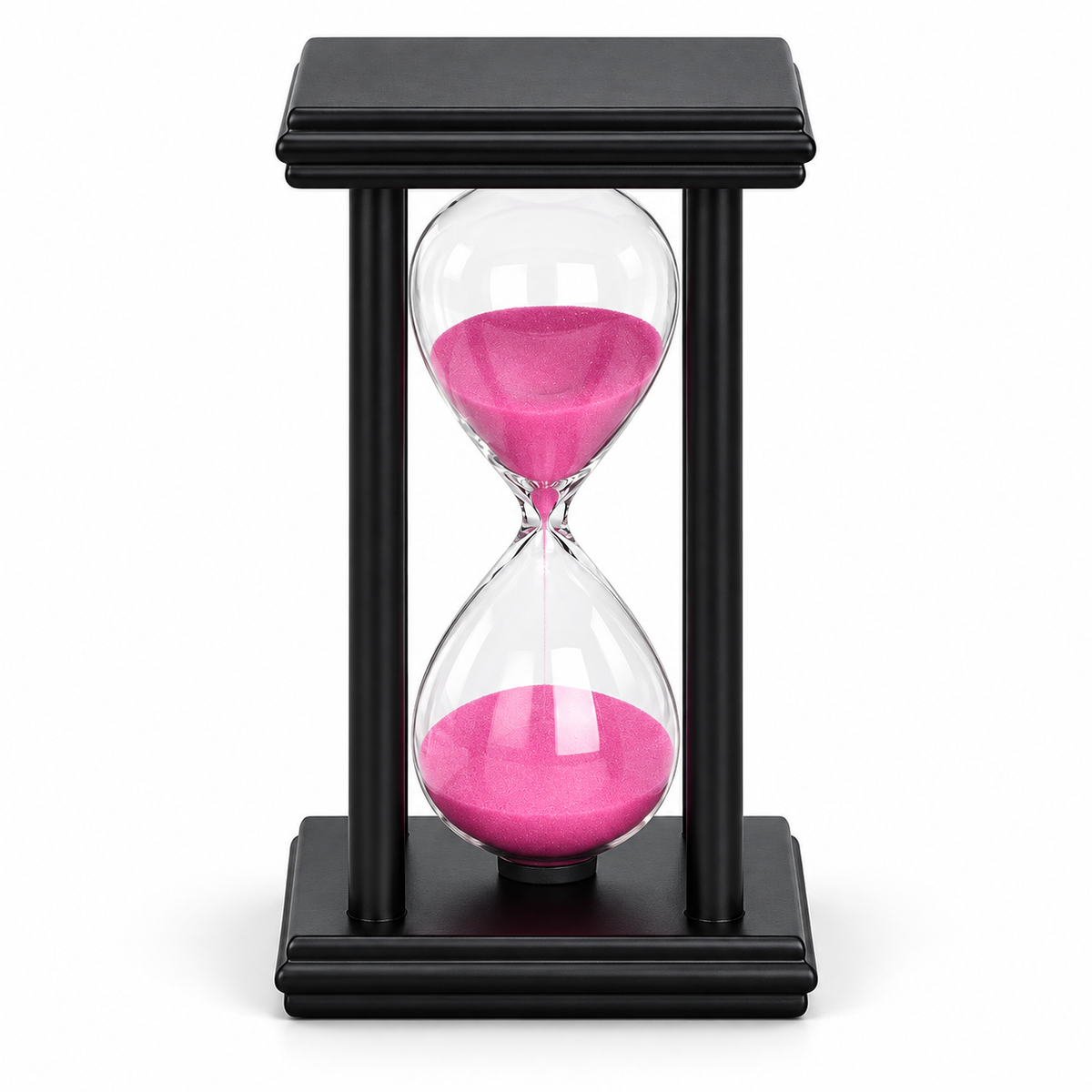 Wooden-Frame Sand Hourglass — Approximate 30-Minute, Black, 1 Piece