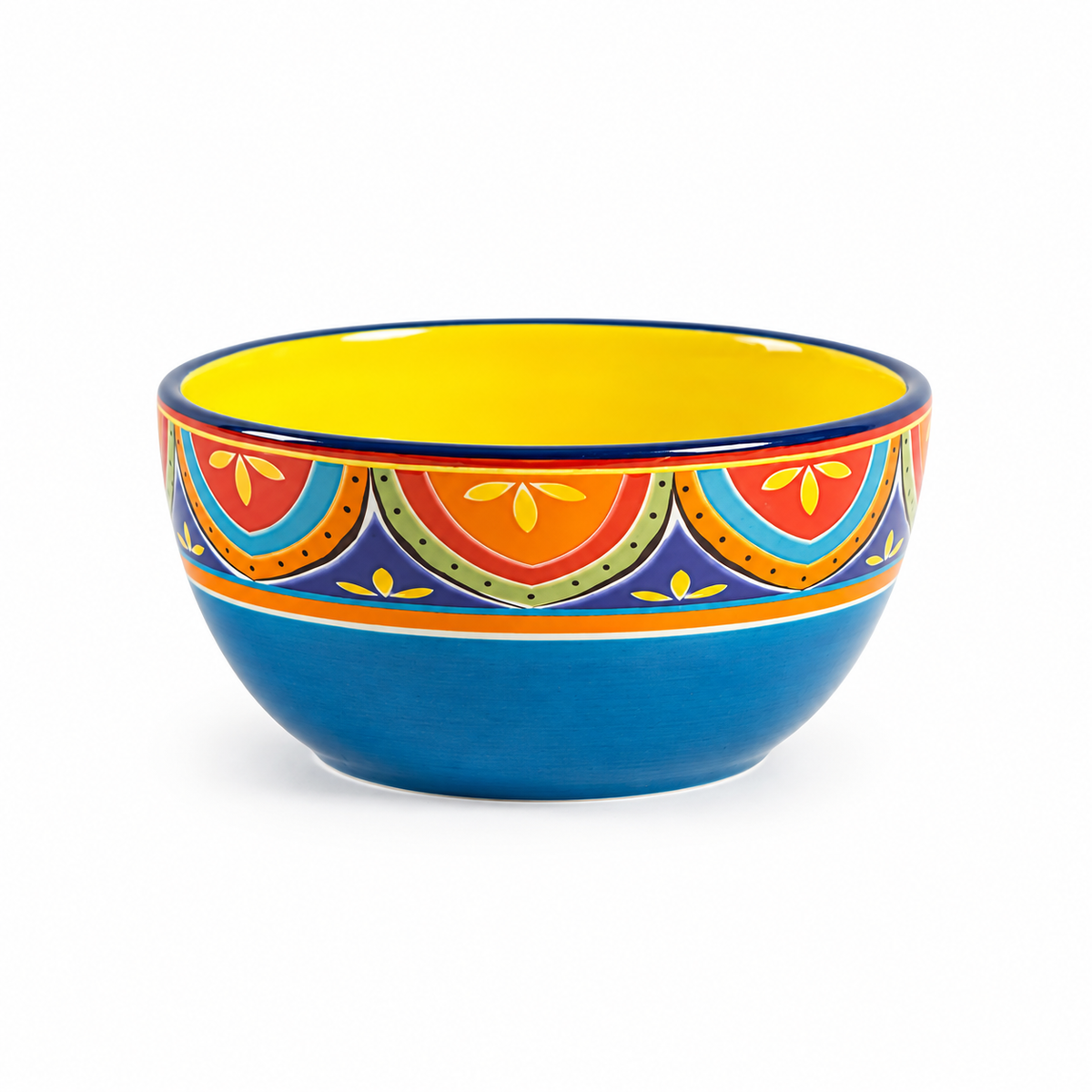 Bohemian Floral Ceramic Bowl — 4 or 6 Inches, 1 Piece