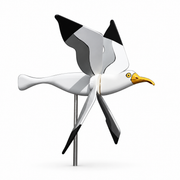 Plastic Seagull Garden Wind Spinner with Iron Pole — 1 Piece