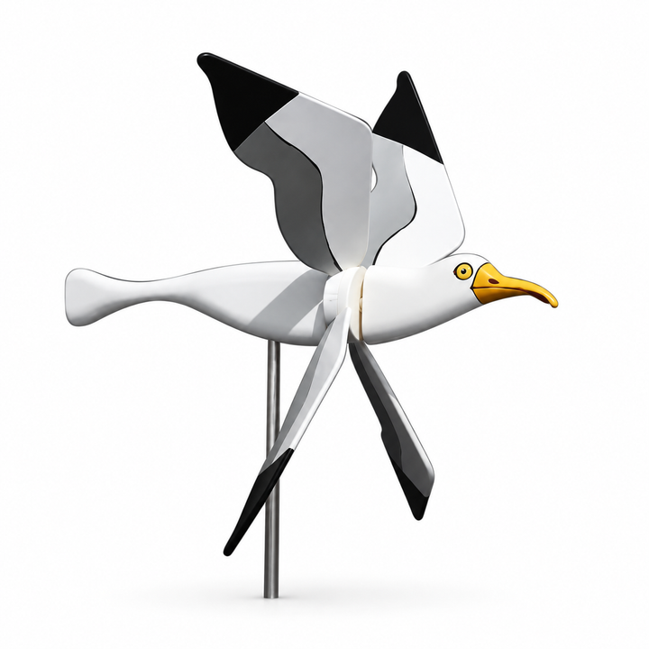 Plastic Seagull Garden Wind Spinner with Iron Pole — 1 Piece