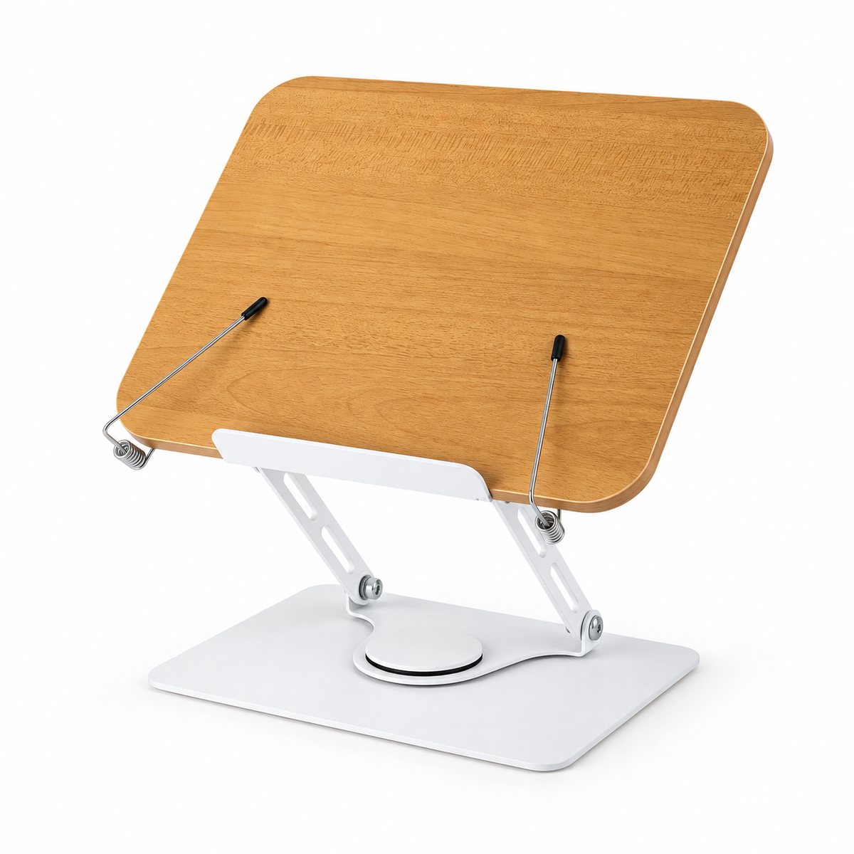 Adjustable Wood-Grain Reading Stand with Rotating Metal Base — 1 Piece