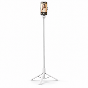White Extendable Smartphone Selfie Stick Tripod — Up to 170 cm