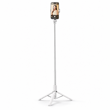 White Extendable Smartphone Selfie Stick Tripod — Up to 170 cm