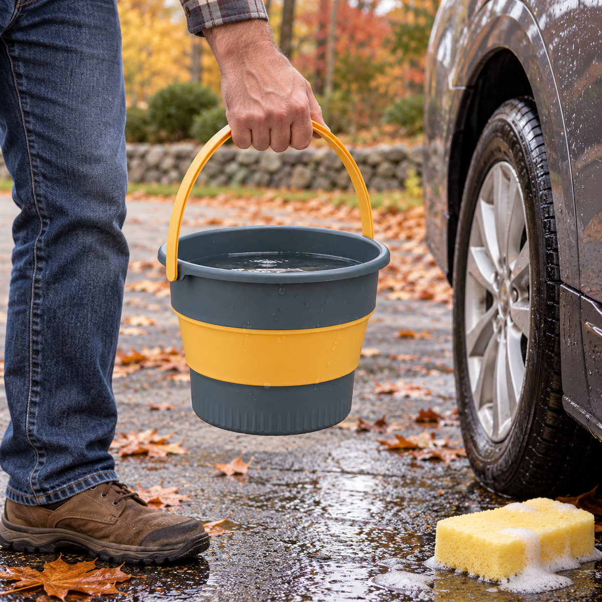 Collapsible Utility Bucket with Carry Handle — 5L, 1 Piece