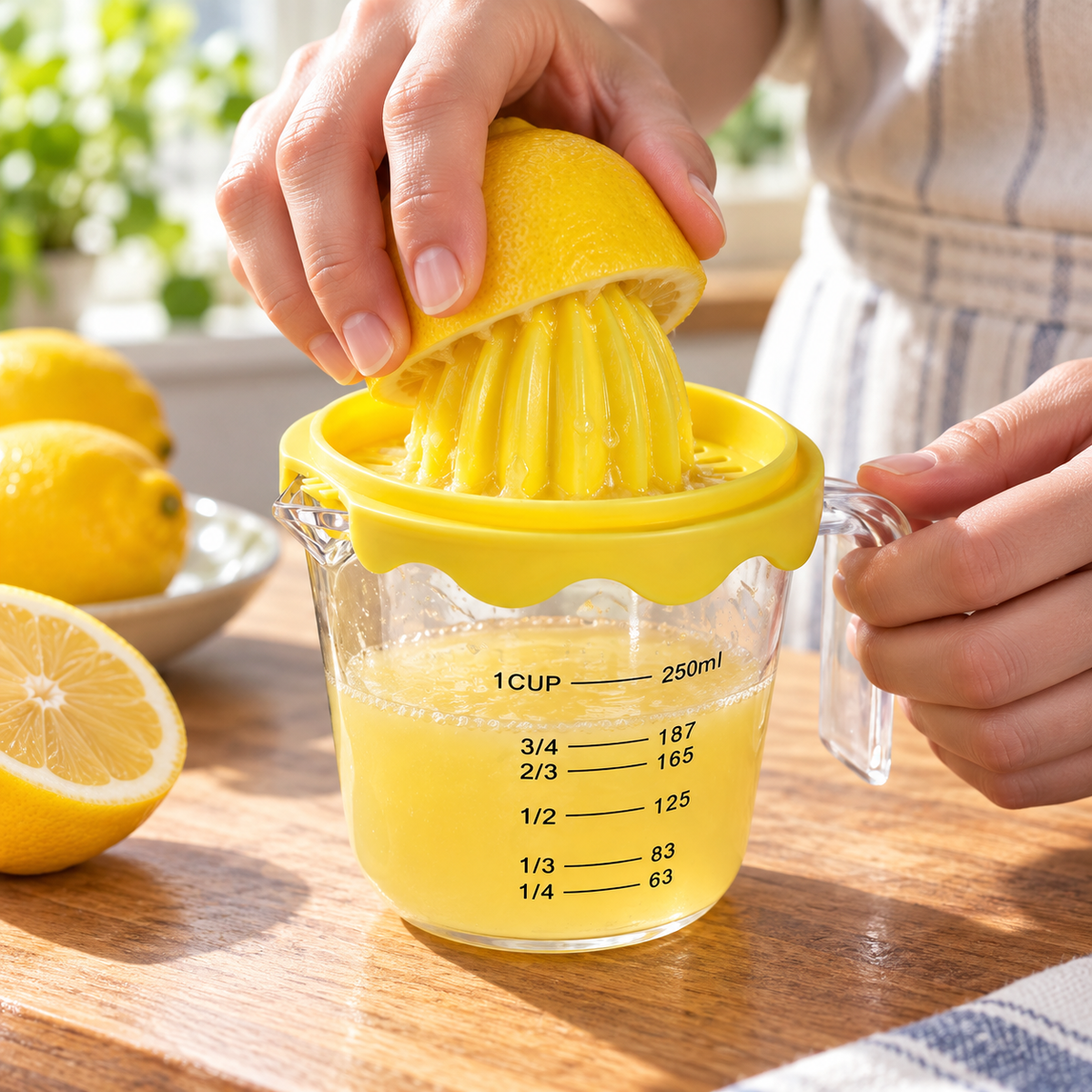 Manual Citrus Reamer with Measuring Jug — Yellow, 1 Piece