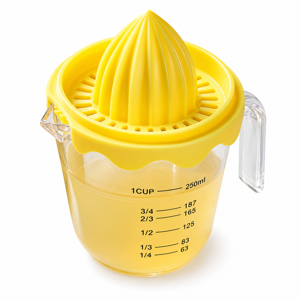Manual Citrus Reamer with Measuring Jug — Yellow, 1 Piece