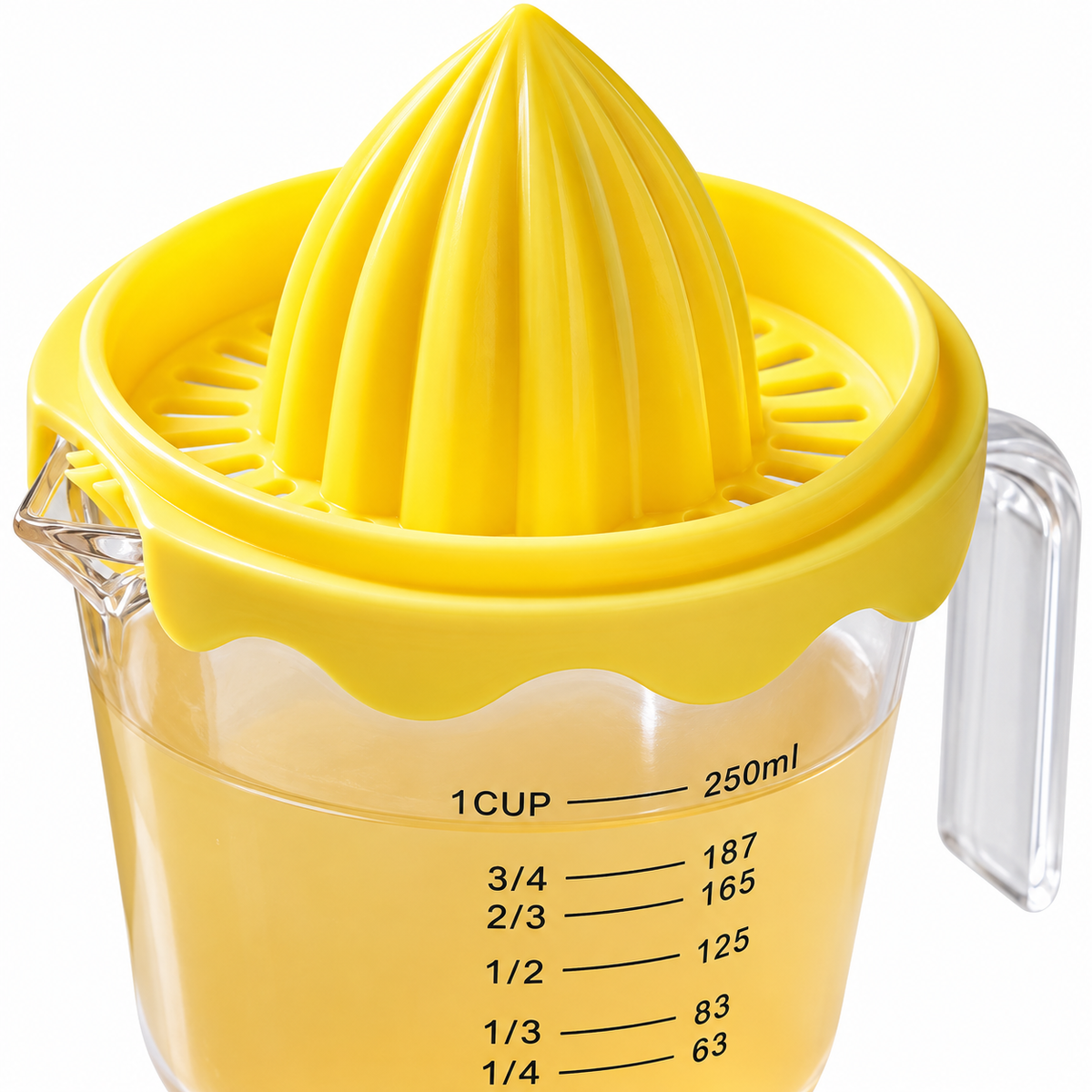 Manual Citrus Reamer with Measuring Jug — Yellow, 1 Piece
