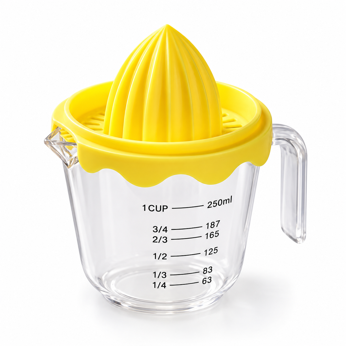Manual Citrus Reamer with Measuring Jug — Yellow, 1 Piece